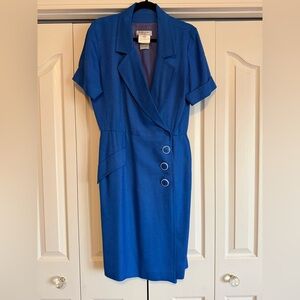 YVES SAINT LAURENT | 80s Vintage Blue Dress